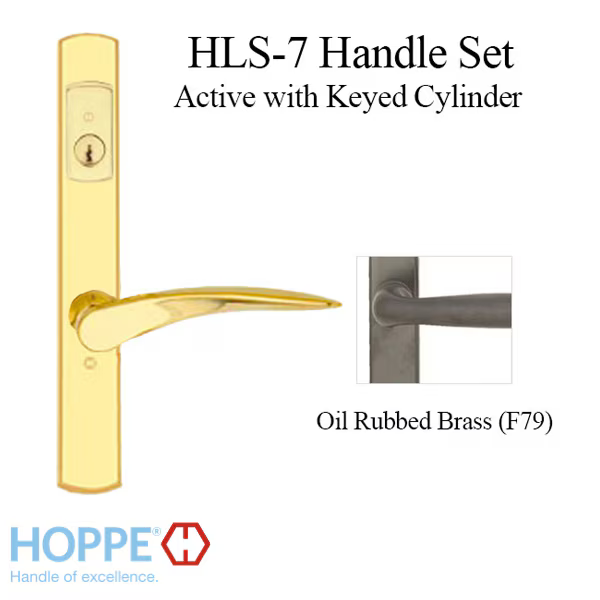 HOPPE HLS7 HANDLESET, RODOS, M1603/2167N, KEYED ACTIVE, OIL RUBBED BRASS - 2745663