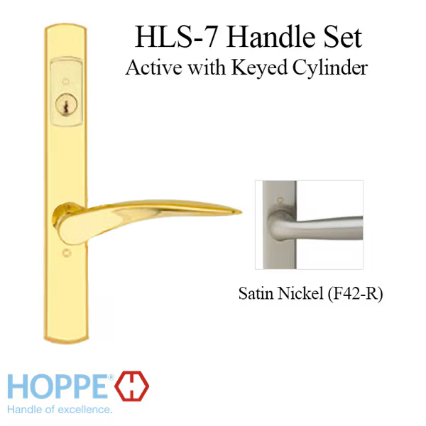 HOPPE HLS7 HANDLESET, RODOS, M1603/2167N, KEYED ACTIVE, SATIN NICKEL - 2745698