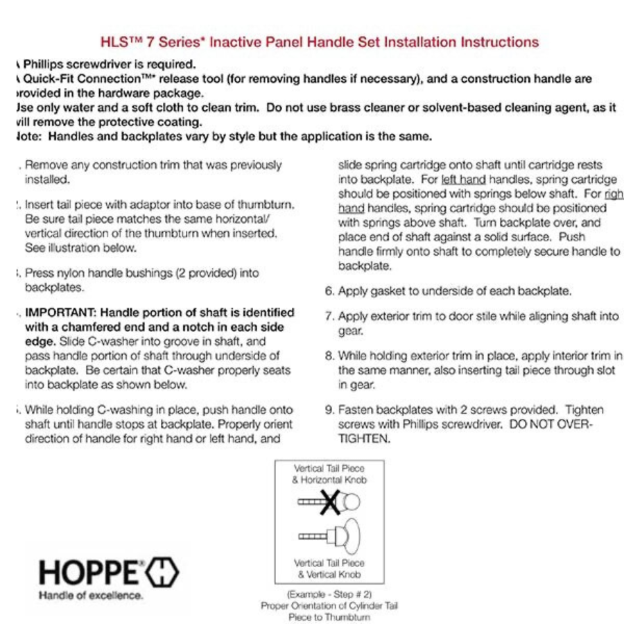 HOPPE PARTS PACK FOR DOOR HANDLE