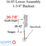 Hoppe Multipoint 1.77" Backset Manual Gear with Tongue/ Shootbolt Bottom Extension