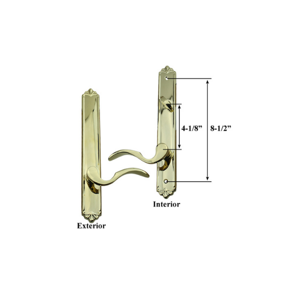 PETAL STYLE HANDLE SET FOR ACTIVE / NON-KEYED ANDERSEN DOOR WITH THUMBTURN, RH, POLISHED BRASS PVD