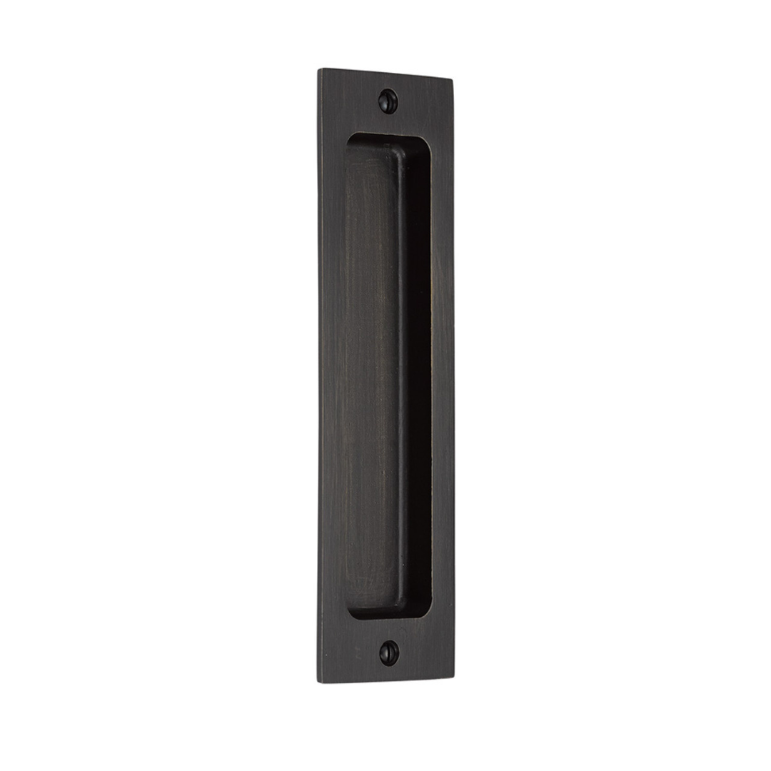Emtek 220408 Rustic Modern Rectangular Sandcast Bronze Flush Pulls (2" x 8")