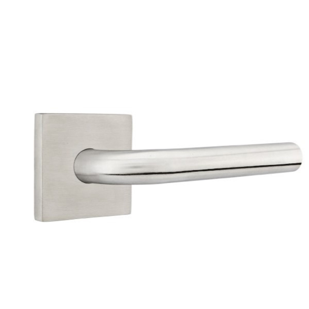 Emtek S300 STAINLESS STEEL - LEVERSETS & KNOBSETS With Square Rosette Dummy, Pair