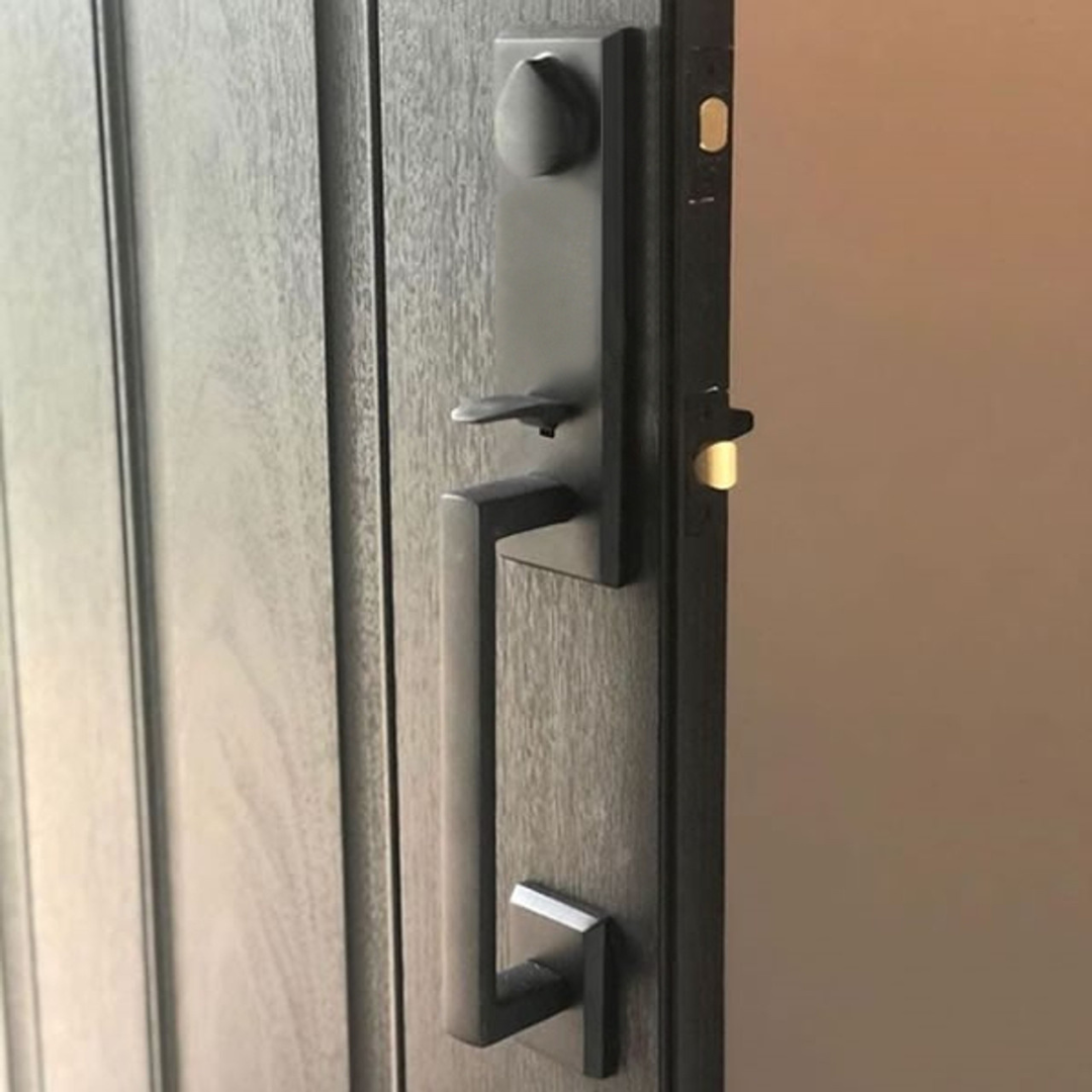 Emtek 452522 Rustic Modern Rectangular Monolithic Entrance Handleset - Sandcast Bronze Tubular - Double Cylinder