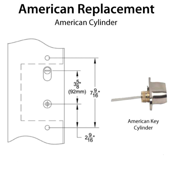MULTIPOINT TRIM, 1-1/2 X 11 INCH, AMERICAN CYLINDER SANDCAST BRONZE HANDLESET - 921241000