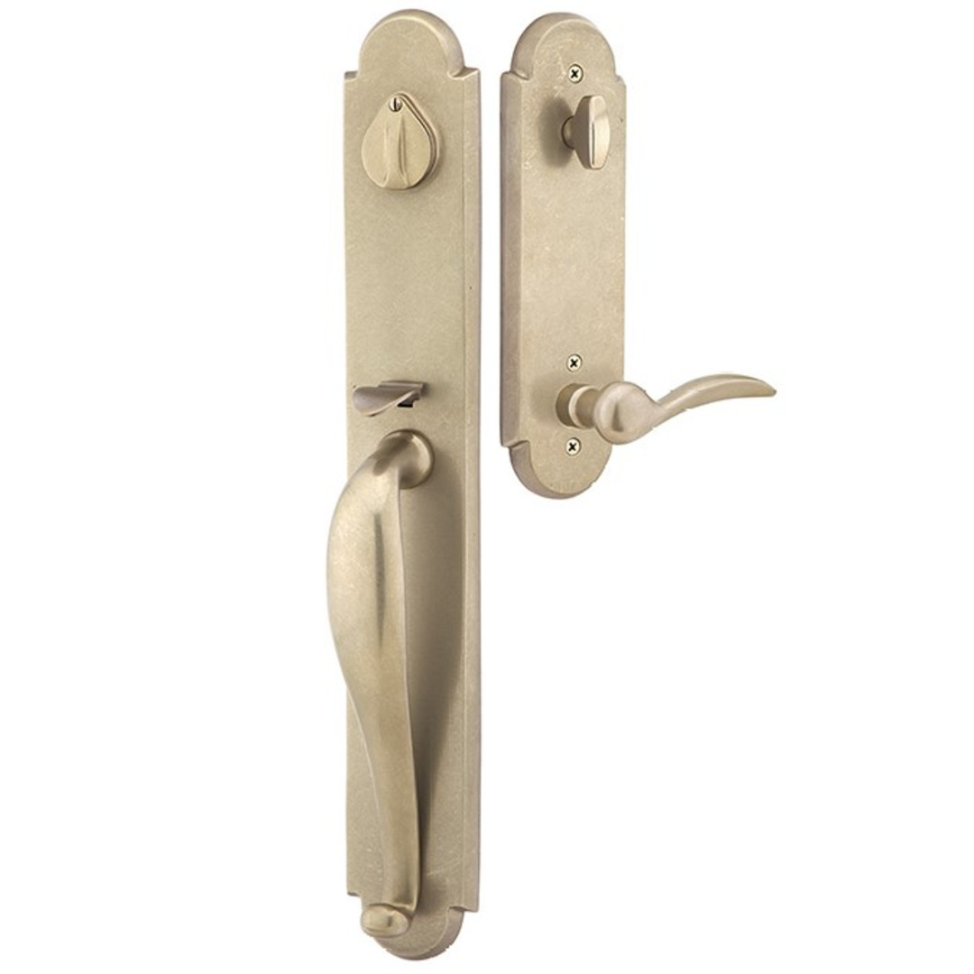 Emtek 451332 Greeley Entrance Handleset - Sandcast Bronze Tubular - Single Cylinder