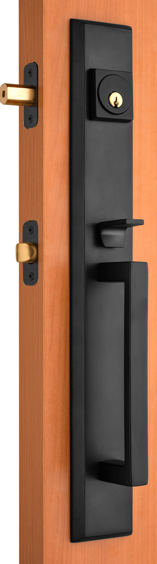 Solid Brass Entry Door Handle Set – Delta Lever – Antique Black