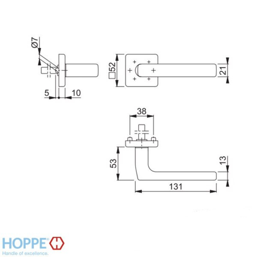 HOPPE DALLAS HALF HANDLE FOR INTERIOR ENTRANCE DOORS - STAINLESS STEEL