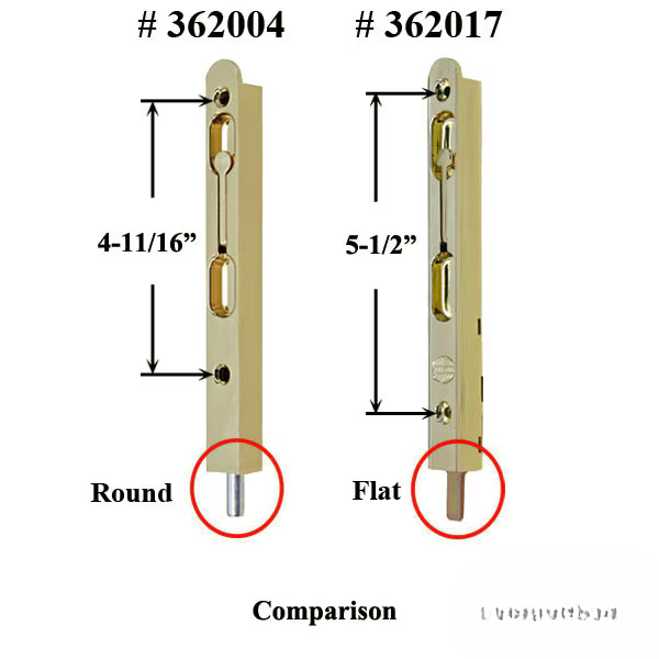 7 Inch Flip Lever Mortise Flush Bolt With Round Bolt - 362004