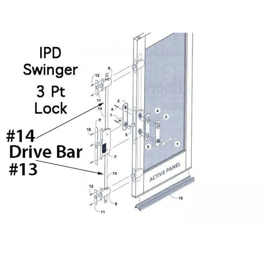 Auxillary Locking Module Drive Bar/ Rod, Ipd 6-8 Door - Top
