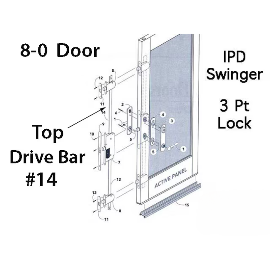 Auxiliary Locking Module Drive Bar / Rod, Ipd 8-0 Door - Top