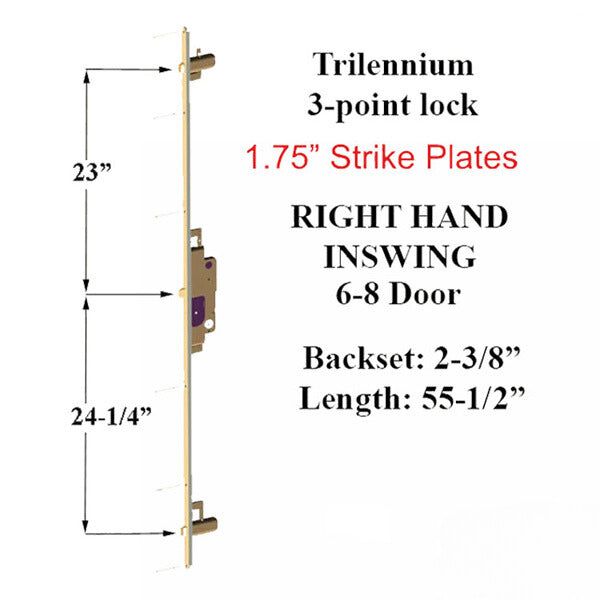 TRILENNIUM 3000, 55-9/16", 6'-8" DOOR, RIGHT HAND INSWING, WITH 1.75 STRIKE