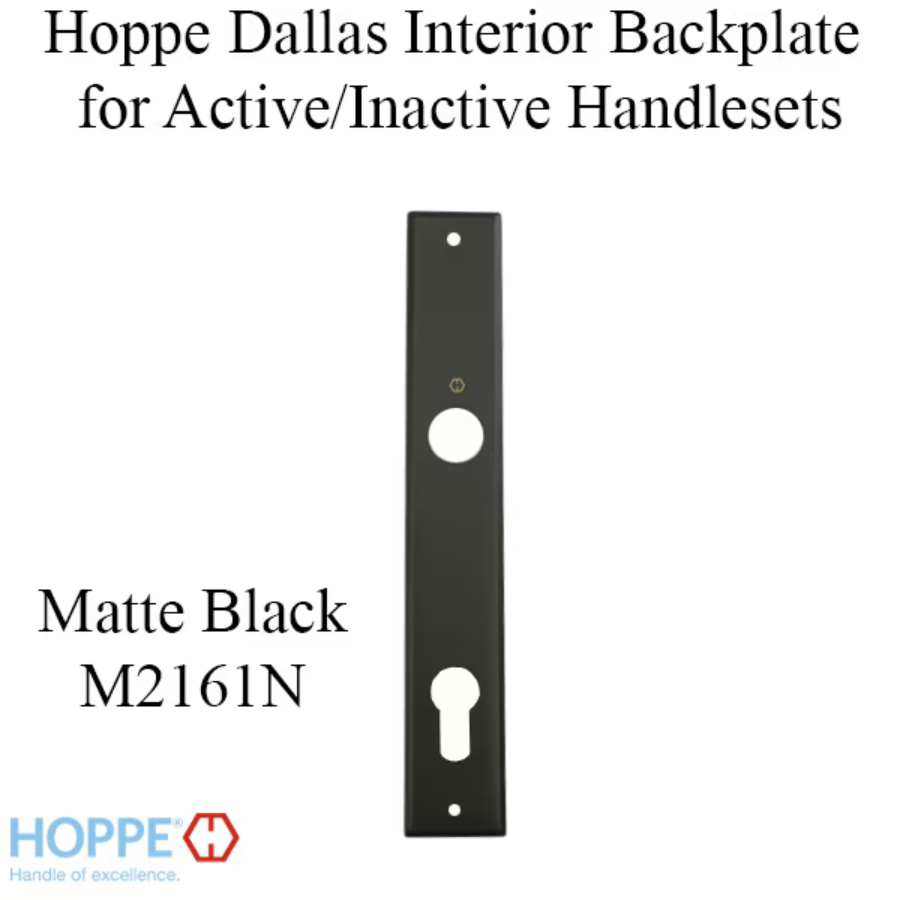 HOPPE DALLAS INTERIOR BACKPLATE M2161N FOR ACTIVE/INACTIVE HANDLESETS - MATTE BLACK, 3850588