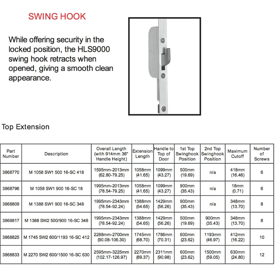 Hoppe 16mm Active Swing Hook, 45/92 Hook @ 29.65" - 3868876