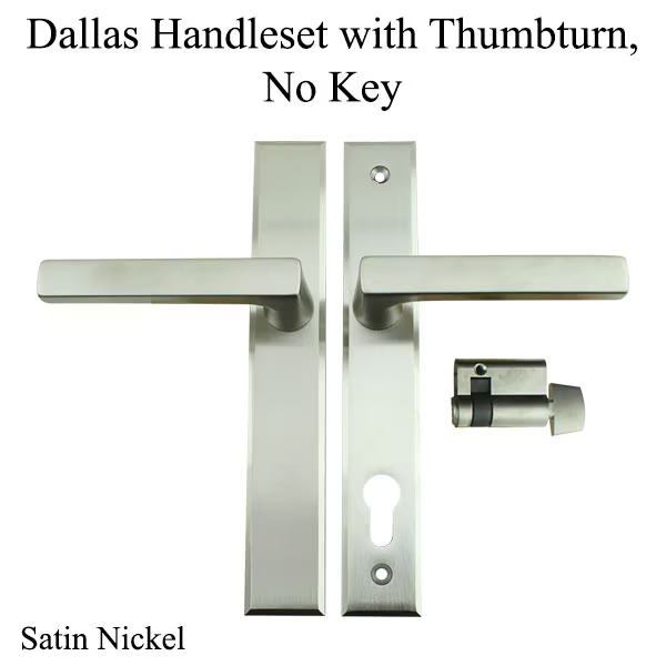 Dallas Contemporary Lever Handle, Inactive, Nonkeyed with Thumbturn, Satin Nickel- 3870351