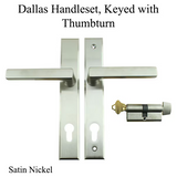 Dallas Contemporary Lever Handle, Keyed Active with Thumbturn, M1643 / 2161N Set - Satin Nickel