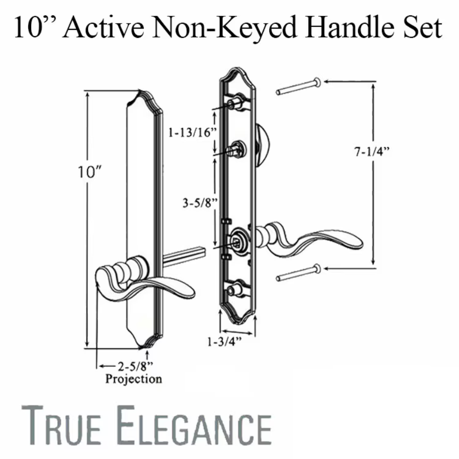 Elegance 10" Arch Non-Keyed Active Handle Hardware For Hinged Door - 395005