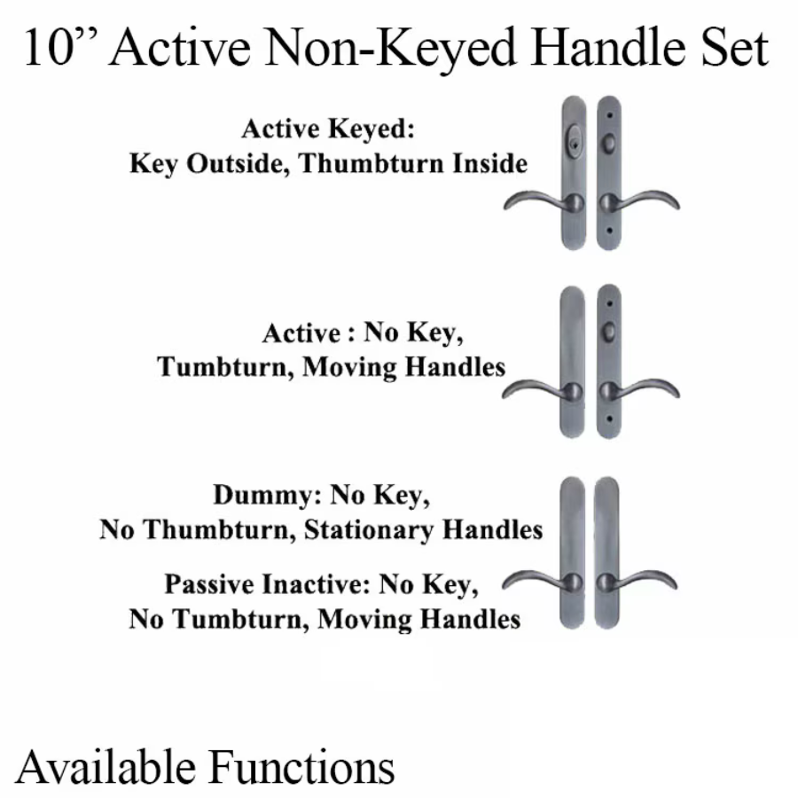 Elegance 10" Arch Non-Keyed Active Handle Hardware For Hinged Door - 395005