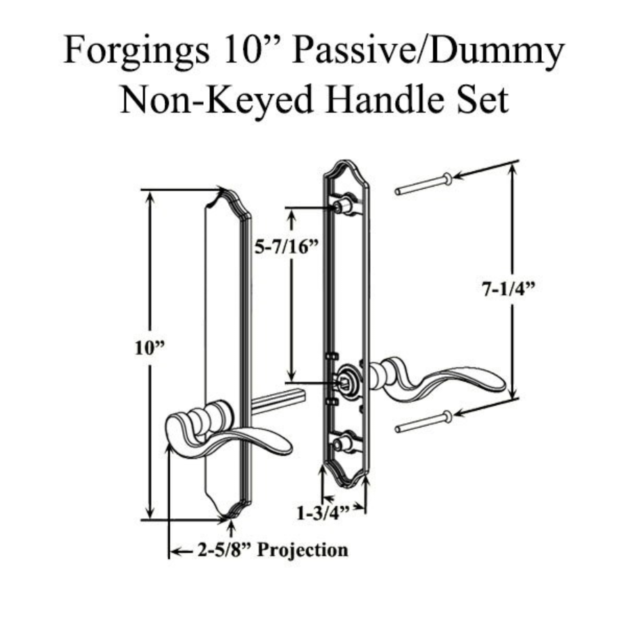 Forgings 10 Inch Passive/Dummy Non-Keyed Handle Set - 395019