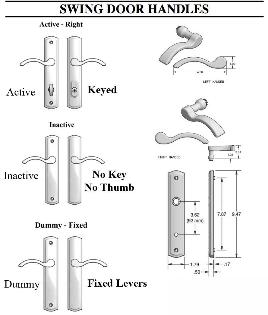 Dummy Handle set 100 Series Lever, C Plate, Left Hand - Choose Color
