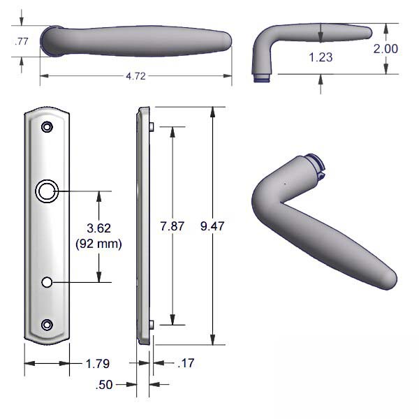 Active Keyed Handle Set 800C - for Multipoint Locks - Solid Brass - Choose Finish ,395220B