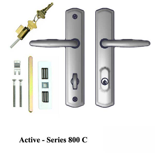 Active Keyed Handle Set 800C - for Multipoint Locks - Solid Brass - Choose Finish ,395220B