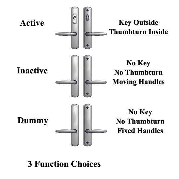 Active Keyed Handle Set 800C - for Multipoint Locks - Solid Brass - Choose Finish ,395220B