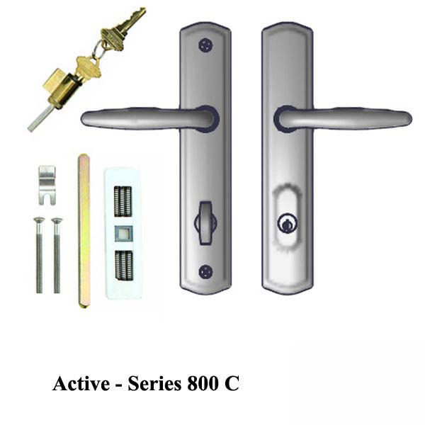 Active Keyed Handle Set 800C - for Multipoint Locks - Zinc Material - Choose Finish, 395220Z