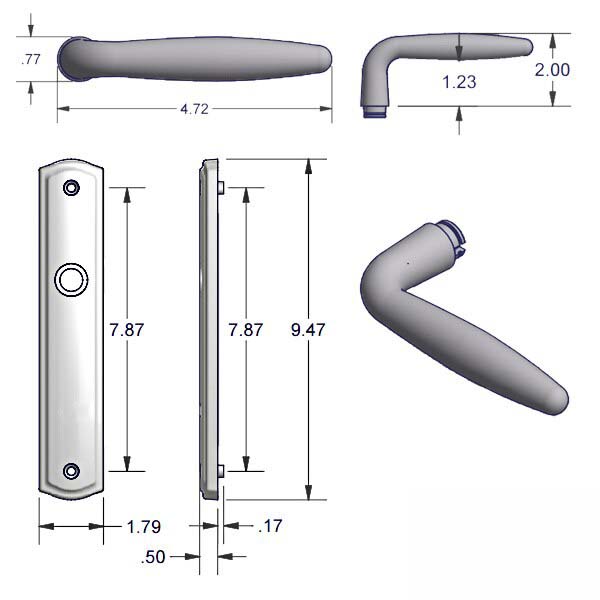 Amesbury 800C Dummy Handle Set Multipoint Lock Trim Solid Brass Choose Finish - 395222B