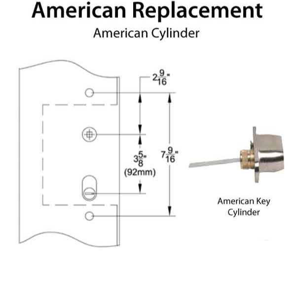 MULTIPOINT TRIM, 2 X 10-1/2 INCH, AMERICAN CYLINDER TRADITIONAL BRASS HANDLESET - 921102000