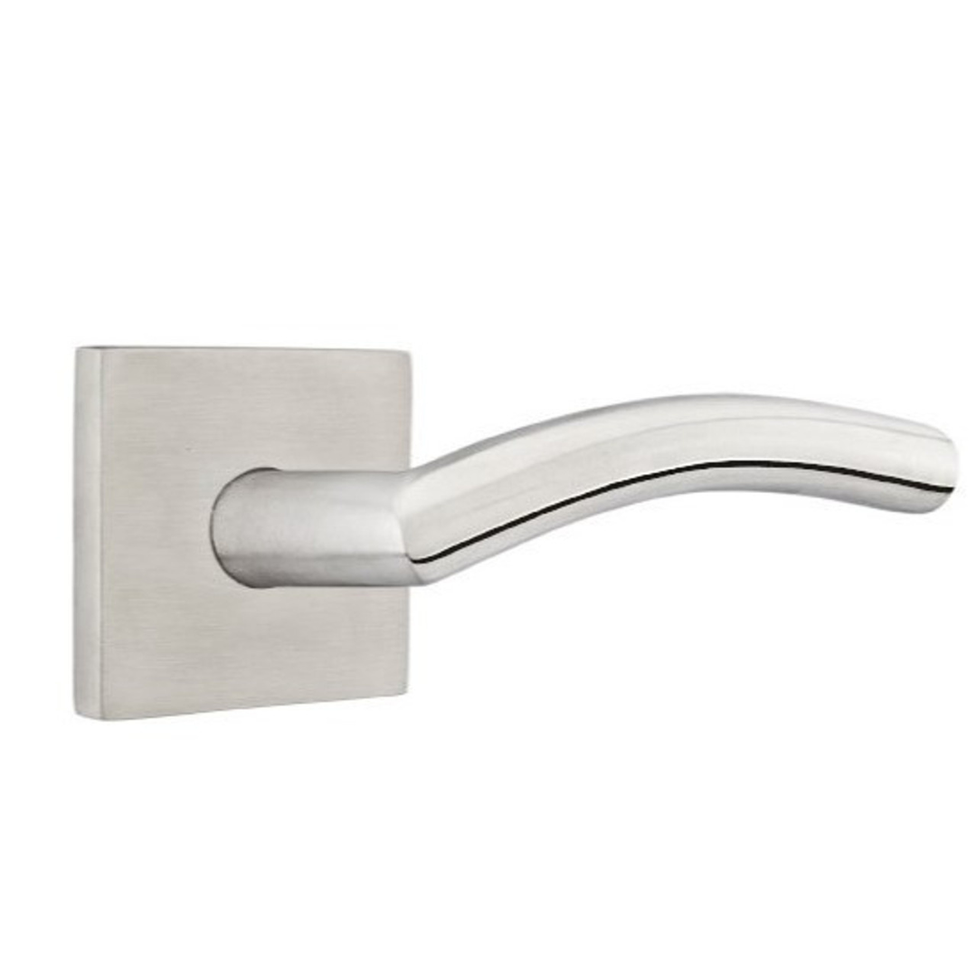 Emtek S300 STAINLESS STEEL - LEVERSETS & KNOBSETS With Square Rosette Dummy, Pair