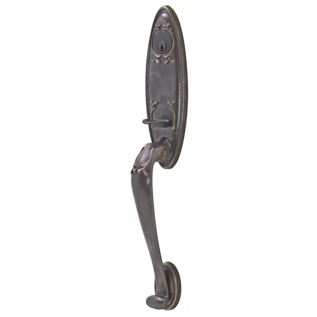 Emtek 471112 Tuscany Monolithic Entrance Handleset - Lost Wax Cast Bronze Tubular - Single Cylinder