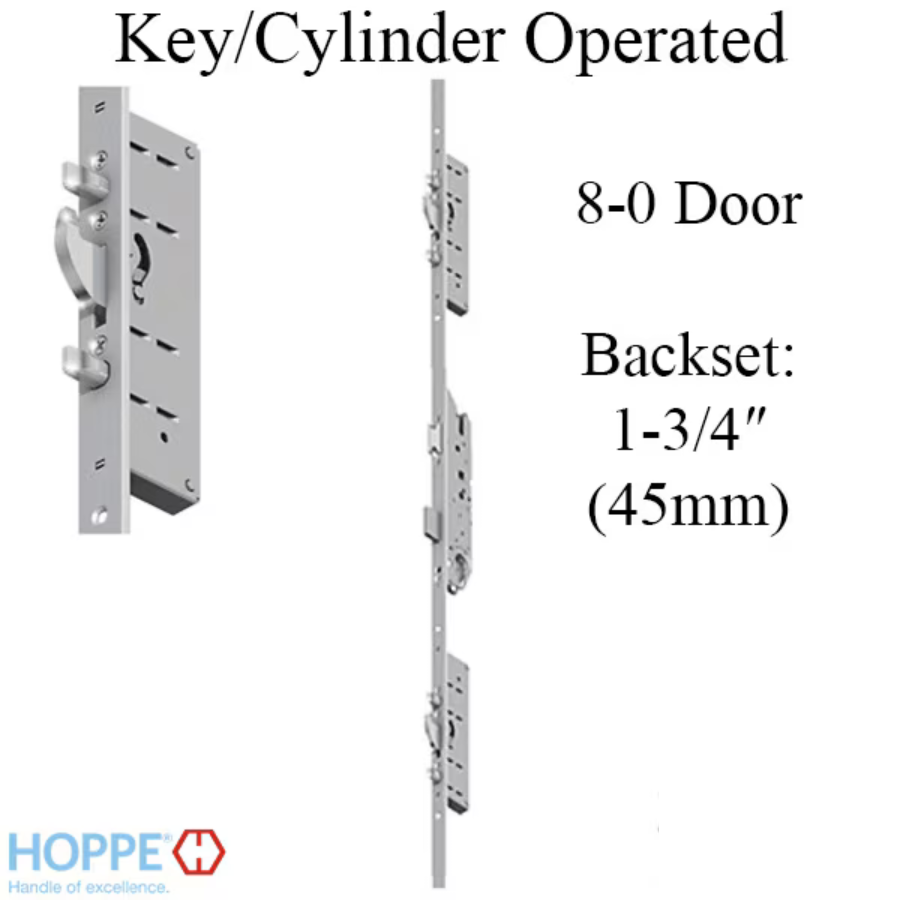 24MM HOPPE KEY OPERATED MPL, 1-3/4" BACKSET- 8-0 DOOR