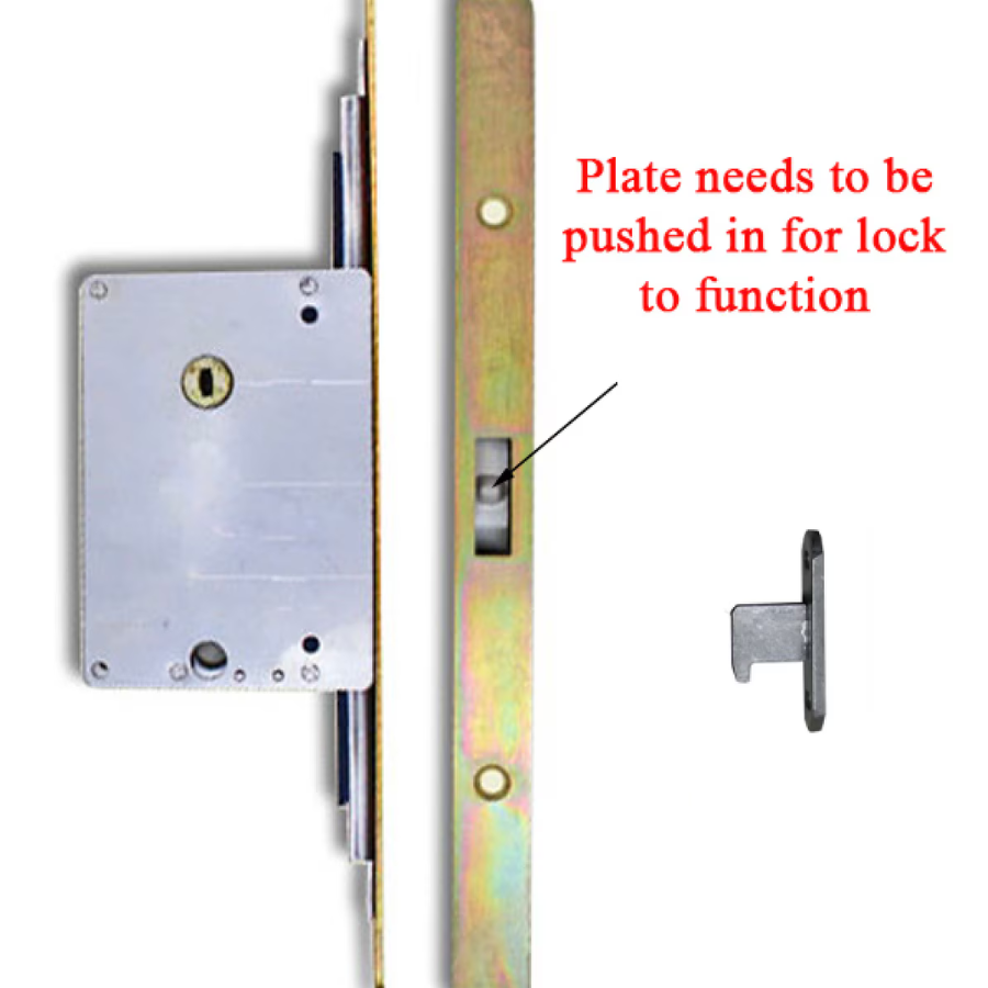 Multipoint Sliding Door Lock 3 Hooks , 1-3/4 Backset - Stainless Steel