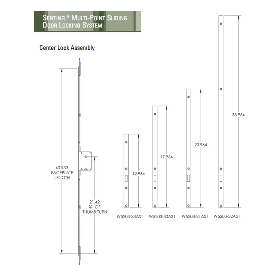 Center Lock Assembly For 3 Point Sliding Door Lock Xm-50
