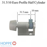 41.5mm Hoppe Inactive 31.5/10 Euro Profile Half Cylinder with 90° Turn and Dallas D-Knob - 413110810