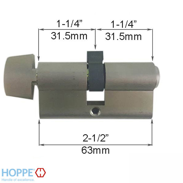 31.5/31.5 Euro profile full cylinder with 90° turn and Dallas D-knob - 413131810