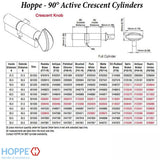 31.5 / 45.5 New Style HOPPE Active 90 Degree Keyed Profile Cylinder Lock - 413145010