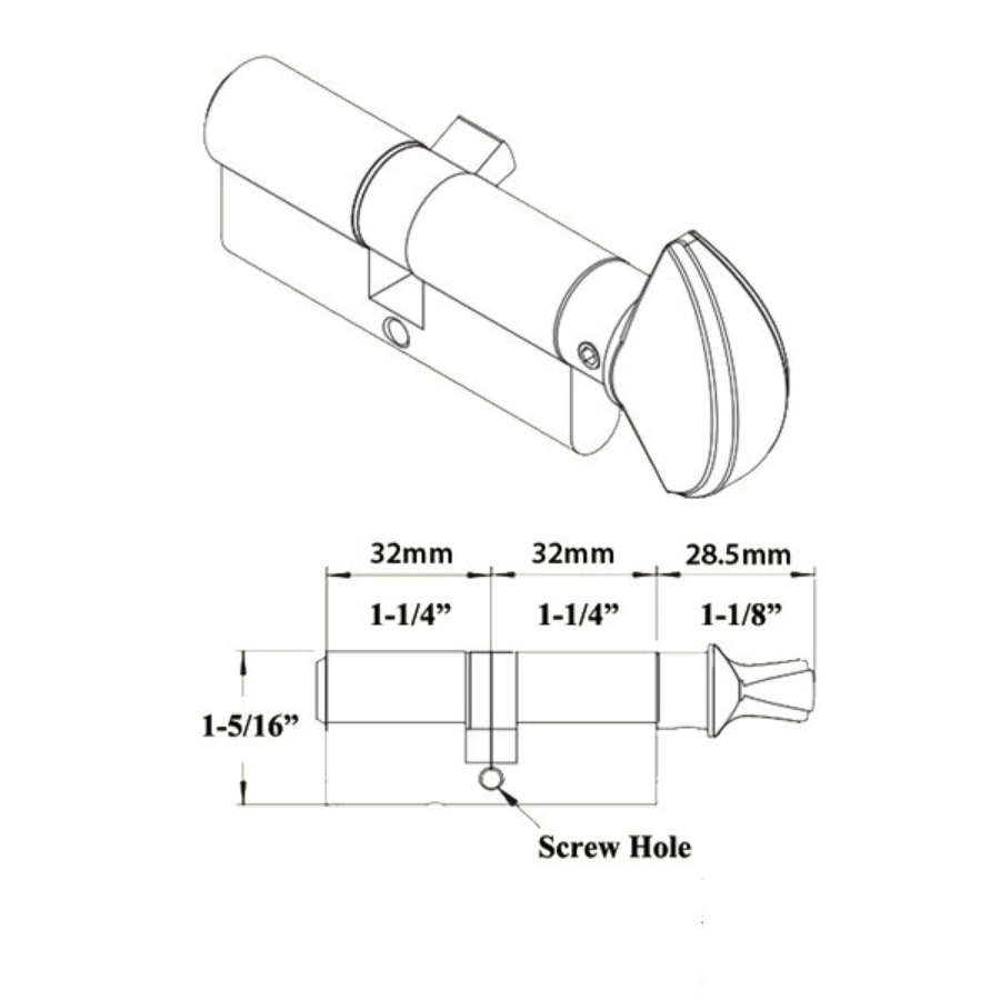 Rockwell Security 360 Degree European Profile Cylinder Lock Solid Brass for Commercial and Residential Doors Fits 1 3/4 Inch Thick Door