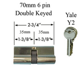 35/35 Double Keyed Profile Cylinder, 70 mm, 2-3/4" Yale - Choose Color