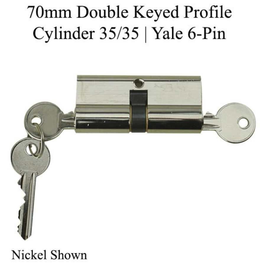 35/35 Double Keyed Profile Cylinder, 70 mm, 2-3/4" Yale - Choose Color