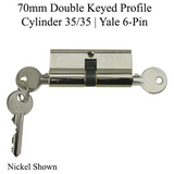 35/35 Double Keyed Profile Cylinder, 70 mm, 2-3/4" Yale - Choose Color