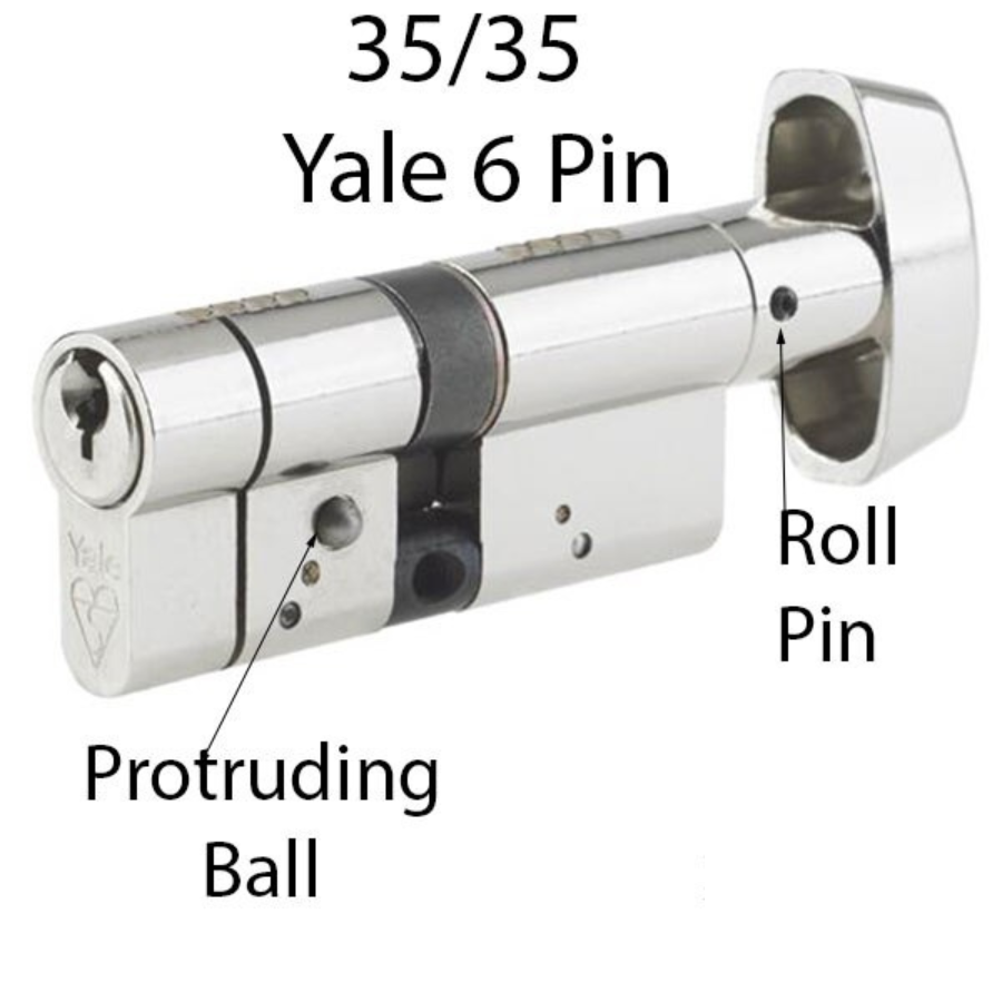 35/35 Euro Profile Cylinder, Anti-Bump, High Security, Yale Key - Satin Brass