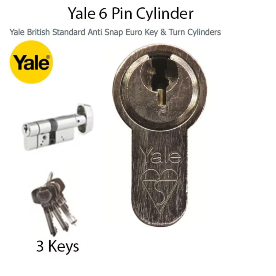 35/35 Euro Profile Cylinder, Anti-Bump, High Security, Yale Key - Satin Brass