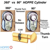 35.5 / 45.5 New Style HOPPE Active 90 Keyed Profile Cylinder Lock, Solid Brass - 413545010