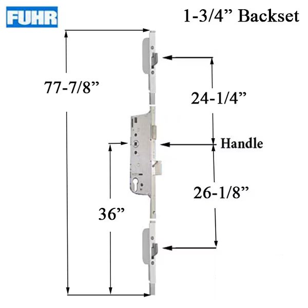 16MM FUHR HOOK VERSION 3-POINT LOCK, 1-3/4" BACKSET, 77-7/8" LENGTH