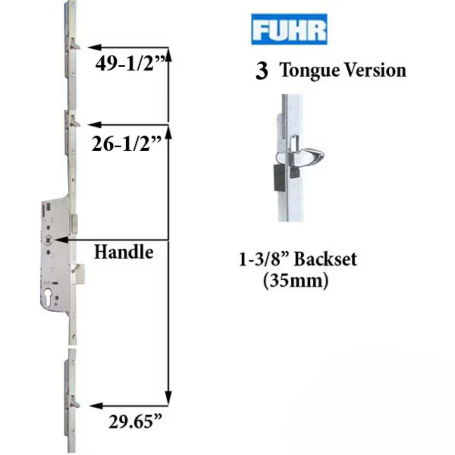 MW Door with 4 point lock - 3 Tongues. 1-3/8 Backset