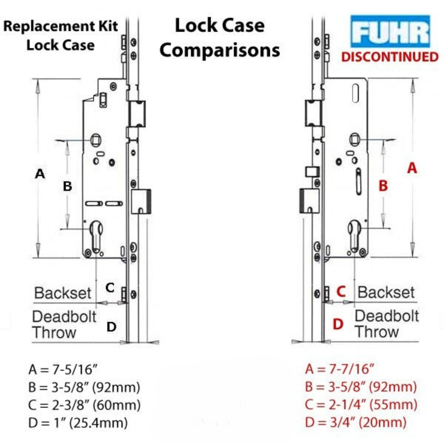 Fuhr 78 inch Roundbolt, 55mm backset, 20mm faceplate - See Replacement Options