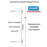 Fuhr 78 inch Roundbolt, 55mm backset, 20mm faceplate - See Replacement Options