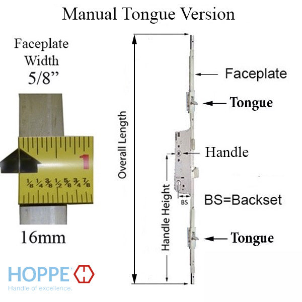 5/8" Faceplate, 1-3/8" Backset, Bottom Tongue @ 29.65", Top Tongue @ 29.25", 36" Handle Height